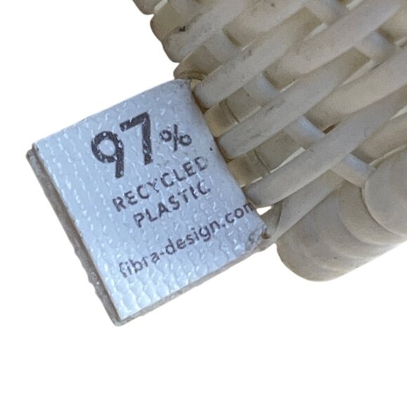 Fibra White Woven Brown Handles 97% Recycled Plastic Lightweight Tote Bag Sz M - Picture 8 of 9